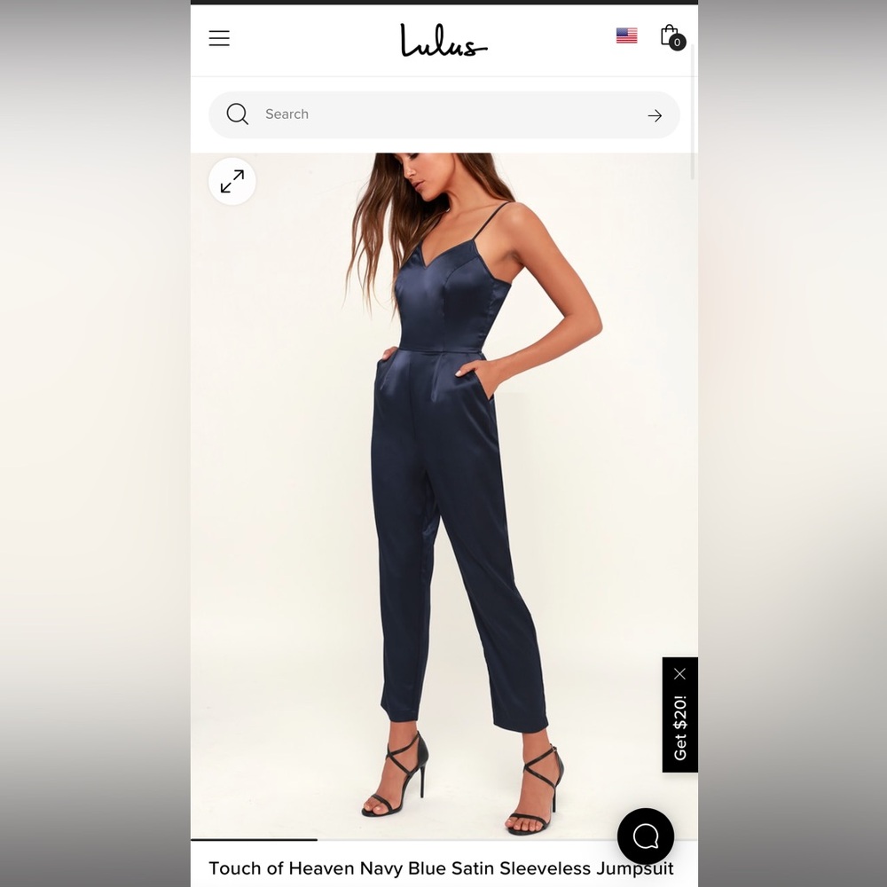 Lulu’s Touch of Heaven Navy Blue Satin Sleeveless Jumpsuit